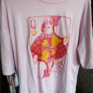 SHEIN Pink Oversized Heart Graphic Tee